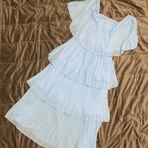 Baby Blue Tiered Midi Dress
